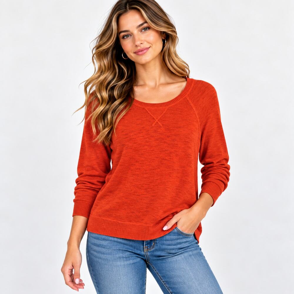Mossimo 100% Cotton Lightweight Sweater Women’s Size XL Orange Minimalist Casual